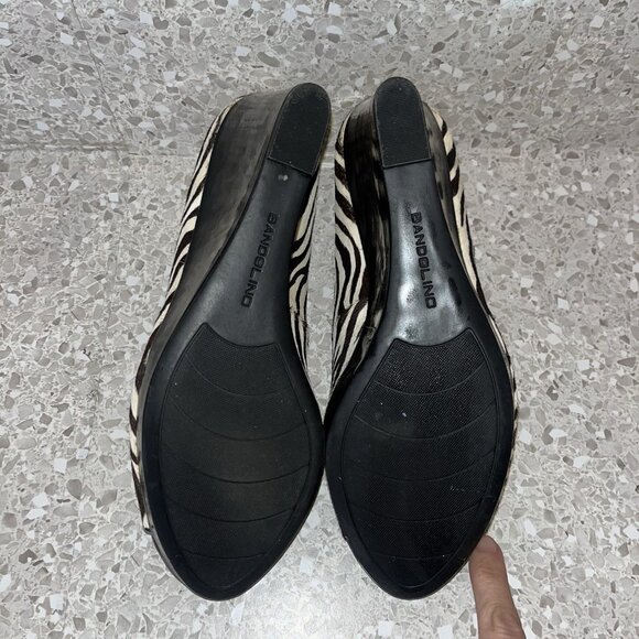 Bandolino Zebra Striped Peep Toe Wedge Heel Womens 11M Leather Fur Minor Flaws - Picture 6 of 16